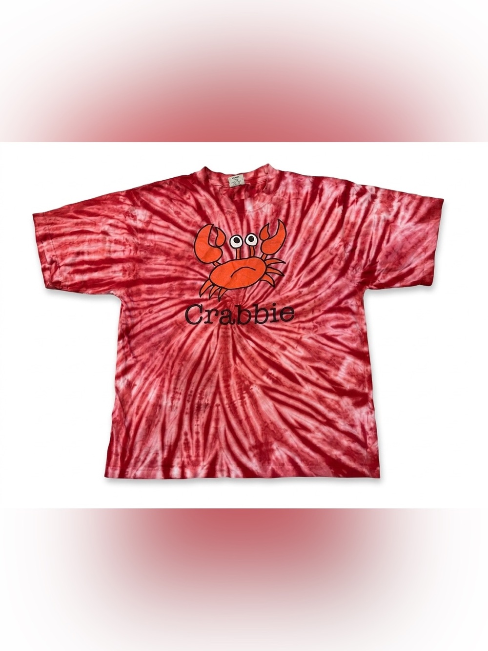 Vintage Visions Resortwear Crabbieโ Crab T-Shirt Mens XL Red Tie Dye Graphic Tee